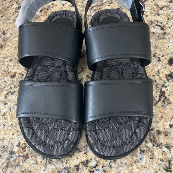 NIB Mens Coach Black 2 Strap sandals. Size 11 - Picture 1 of 9